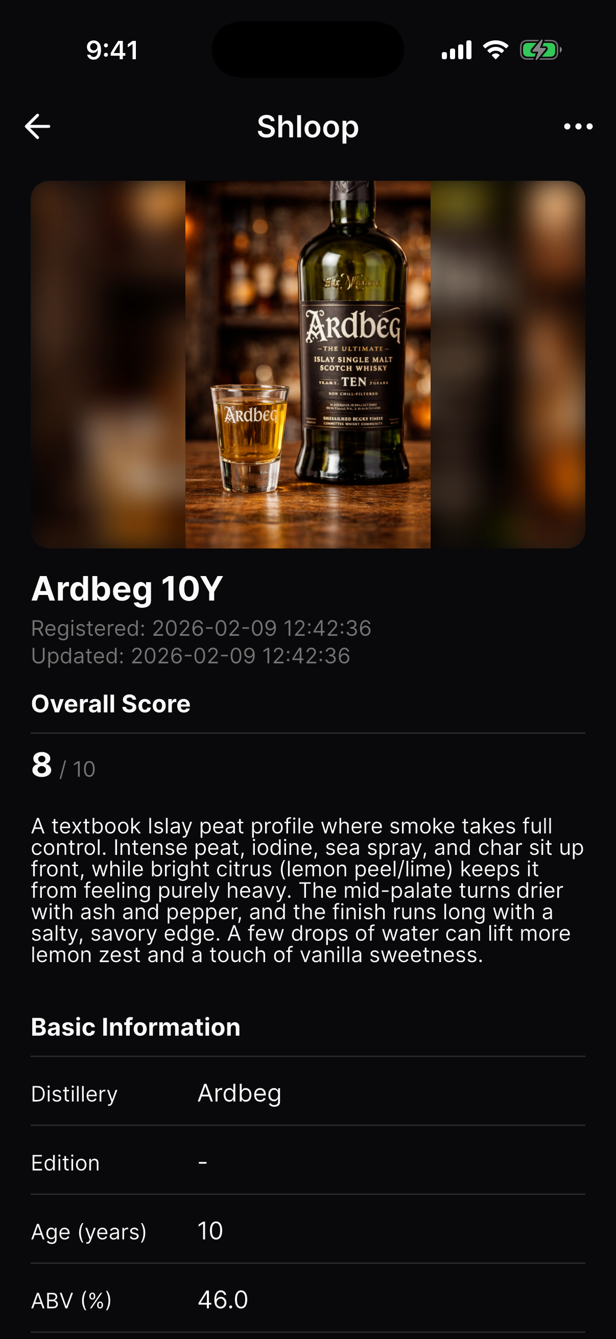 Your saved tasting note with all the details at a glance